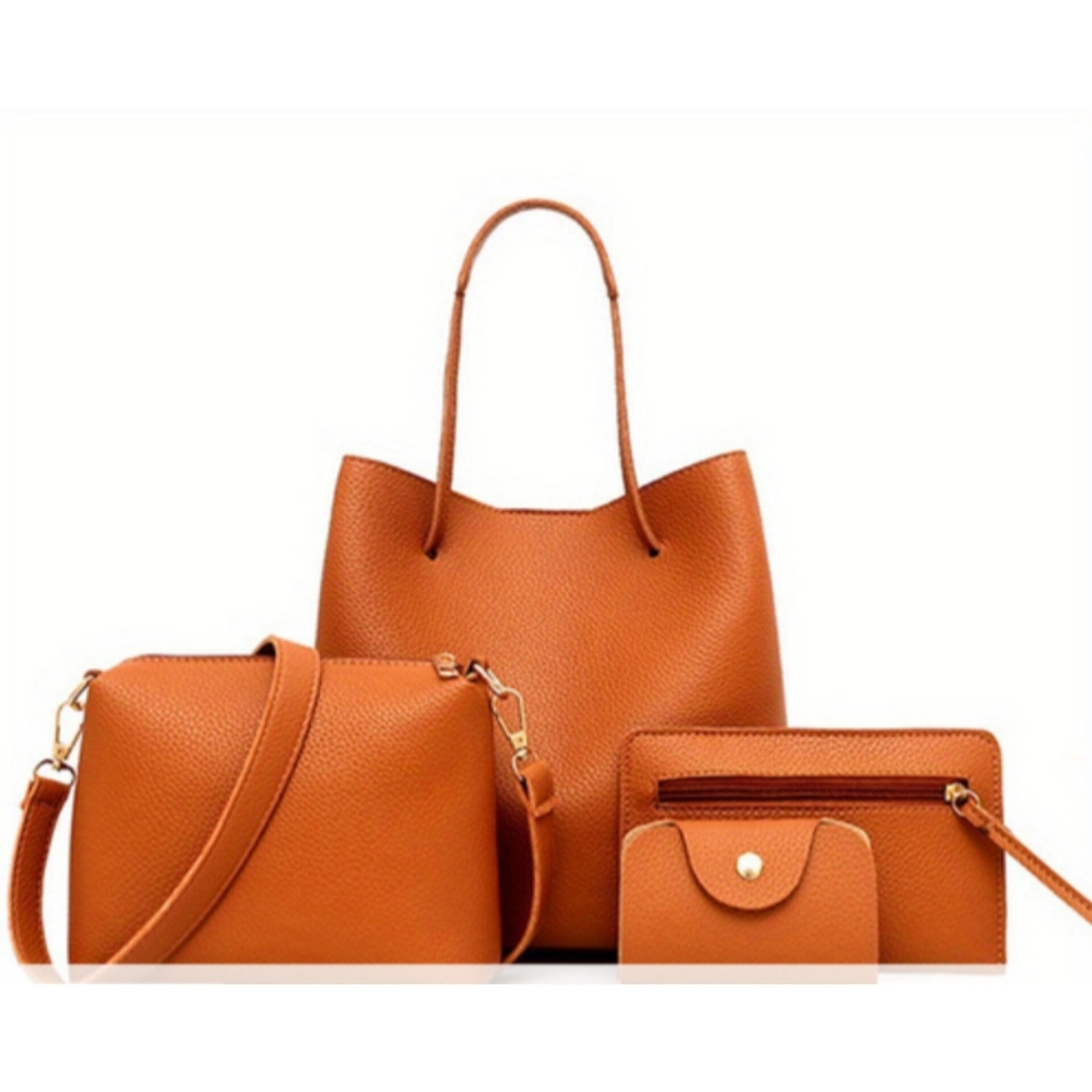 4pcs Bucket bag set with crossbody bag with clutch purse and card holder